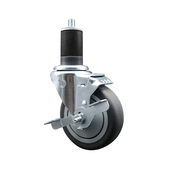 4'' SS Thermoplastic Rubber Swivel 1-5/8'' Expanding Stem Caster with Brake